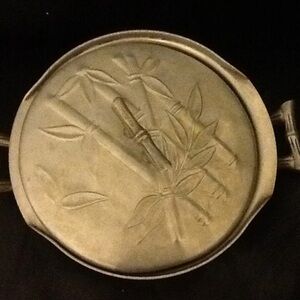 Bali Bamboo serving bowl- 1940s Everlasting Aluminum- for a 2 quart dish